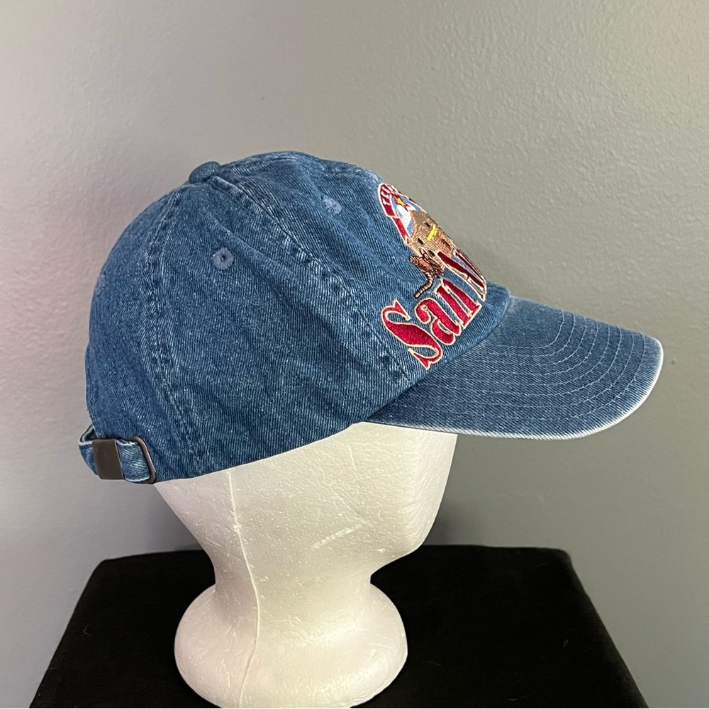Vintage San Antonio Texas Denim Jean Adjustable Hat Alamo State Hat Cap - Picture 5 of 9
